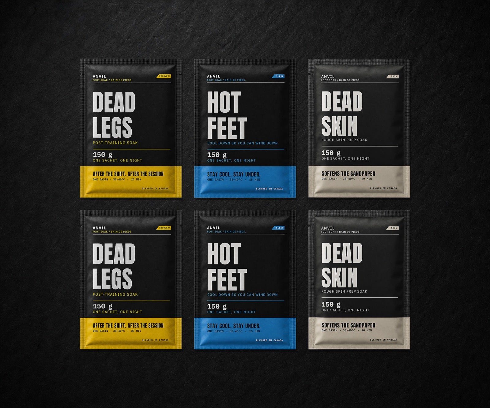 The ANVIL Six-Pack: six recovery, sleep and skin soak sachets